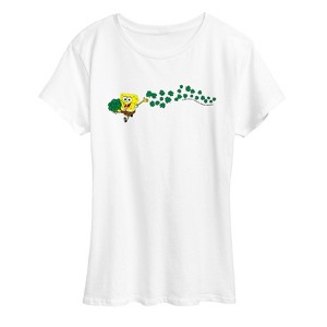 Women's - SpongeBob SquarePants - Spongebob Shamrocks Short Sleeve Graphic T-Shirt - 1 of 4
