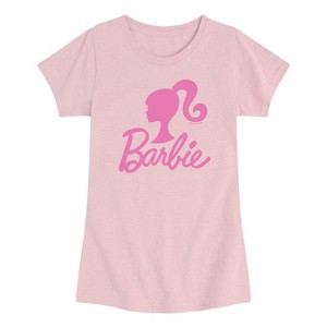 Girls' - Barbie - Logo Pink Glitter Transfer Short Sleeve Graphic T-Shirt - 1 of 2