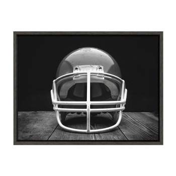 18" x 24" Sylvie Vintage Football Helmet Framed Canvas By Shawn St. Peter Gray - DesignOvation