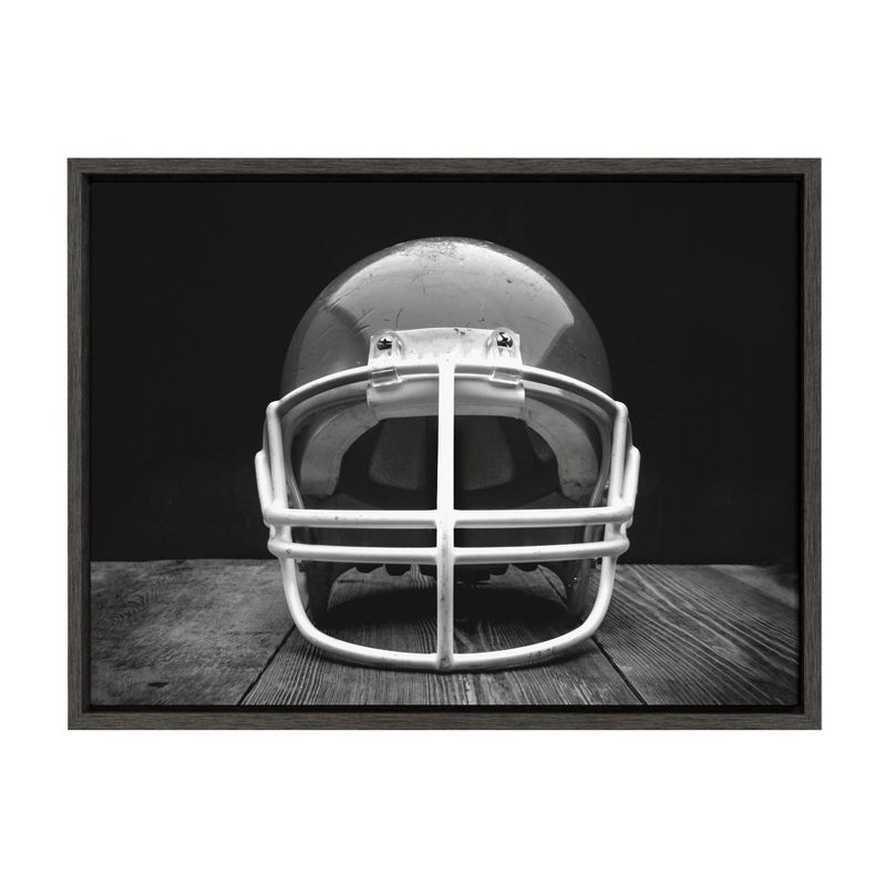 18&#34; x 24&#34; Sylvie Vintage Football Helmet Framed Canvas By Shawn St. Peter Gray - DesignOvation, 1 of 10