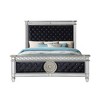 90" Queen Bed Varian Bed Black Velvet and Mirrored - Acme Furniture - image 2 of 4