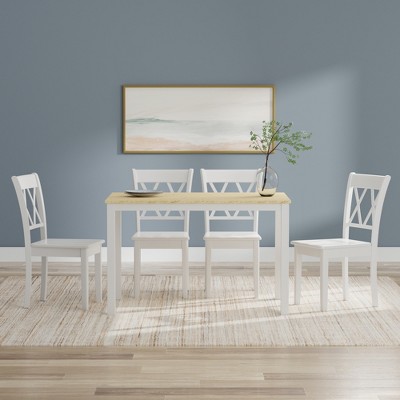 Glenwillow Home 48" Wood Dining Table + Double X-Back Dining Chairs Dining Set (3-Piece or 5-Piece Set)