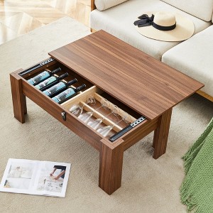 Chic Crate - Functional MDF Coffee Table with Password Lock, Secure Storage for Firearms and Wine, 39.3*21.6*16.6 Inches - 1 of 4