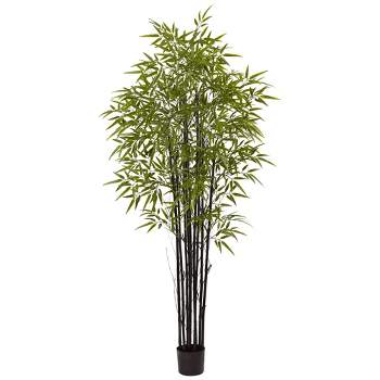 Artificial 6ft Indoor/Outdoor Bamboo Tree x 9 With 1470 Leaves UV Resistant - Black - Nearly Natural