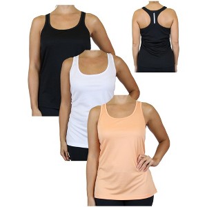 Galaxy By Harvic Women's Moisture Wicking Racerback Tank-3 Pack - 1 of 4