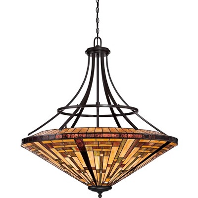 Quoizel Stephen 40" Wide Vintage Bronze Mission Glass Pendant