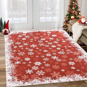 Christmas Snowflake Rugs for Living Room Non-Slip Holiday Christmas Floor Mat - 1 of 4
