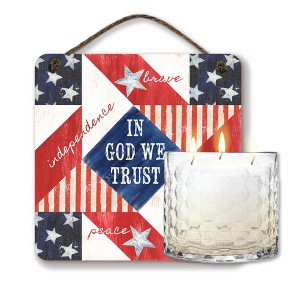 Courtside Market 13.5 oz, 3 Wick Citronella Candle & Patriotic II Quilt 10x10 Hanging Artboard Set - 1 of 4