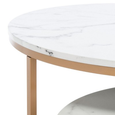 Peppino Round White Marble and Gold Nesting Coffee Table
