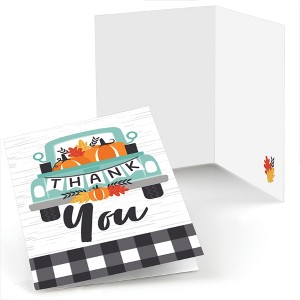 Big Dot of Happiness Happy Fall Truck - Harvest Pumpkin Party Thank You Cards (8 count) - 1 of 4