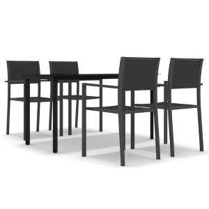 vidaXL Patio Dining Set Outdoor Dining Set Table and Chair Set for Garden - Black 55.1" Table Length 4-Piece - 1 of 4