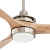 52" Casa Vieja Modern 3 Blade Indoor Ceiling Fan with Dimmable LED Light Remote Control Brushed Nickel Natural for Living Kitchen Bedroom Family Room - 3 of 4