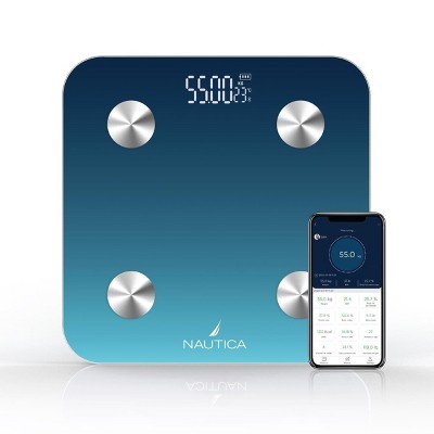 Nautica Body Tracker Digital Scale for Body Weight, Bluetooth-Enabled Smart Scale with BMI, Body Fat, Muscle Mass Tracking & More
