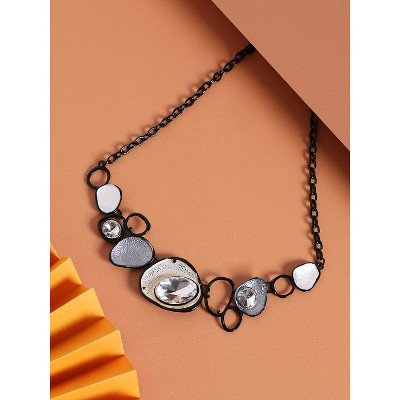 SOHI Women's Multicolour Metallic Dented Stone Necklace