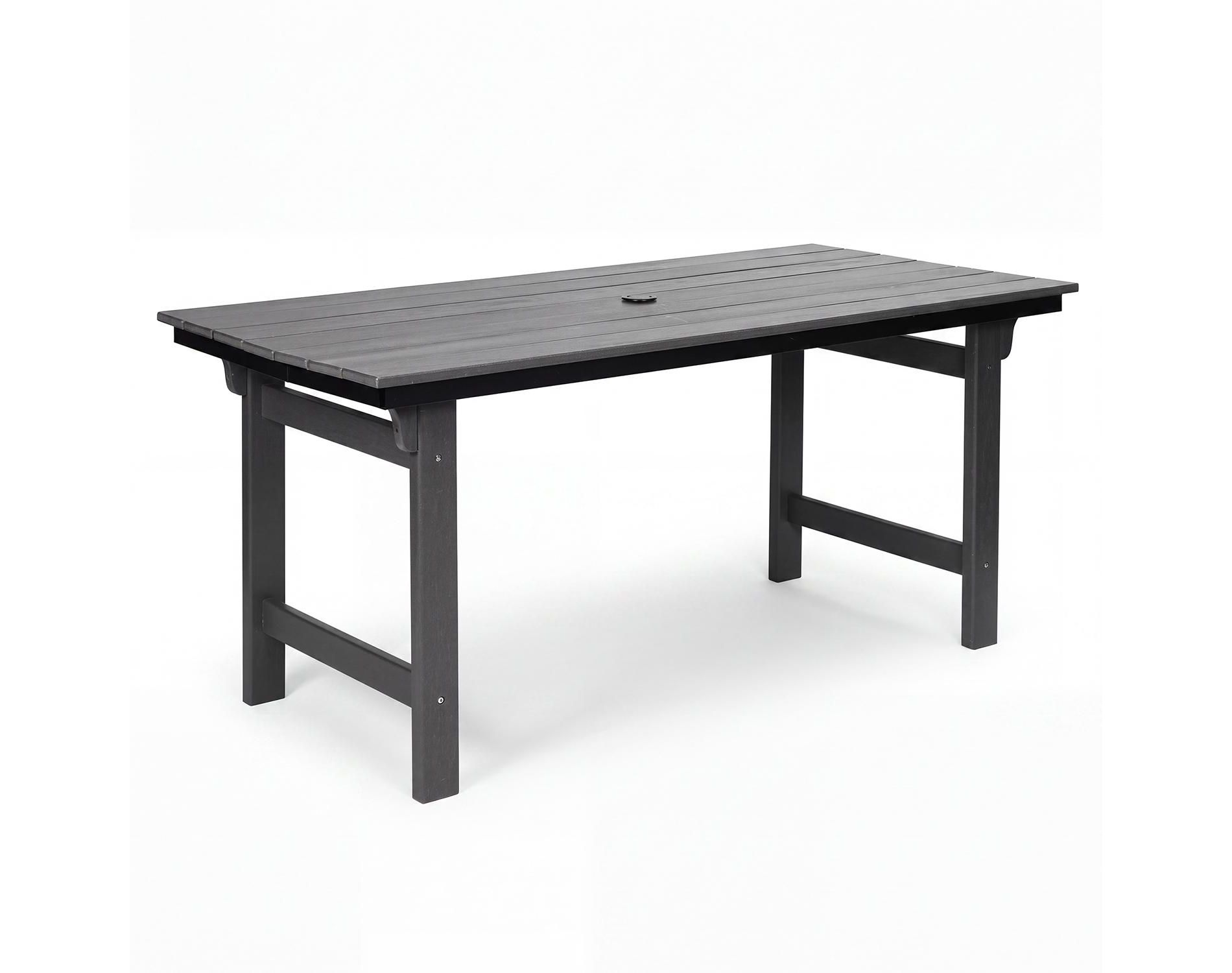 Garvee Outdoor Patio Rectangular Dining Table, 4-6 People Weatherproof Patio Table with Umbrella Hole, Rounded Corners for Safety, Grey