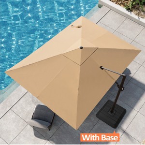 Pellebant 9x11.5FT Cantilever Umbrella Outdoor 360 Degree Rotation Offset Umbrella 6 Heights Adjustable with Base - 1 of 4