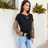 Anna-Kaci Women's Crisscross V-Neck Top with Leopard Print Long Sleeves and Relaxed Fit - 4 of 4