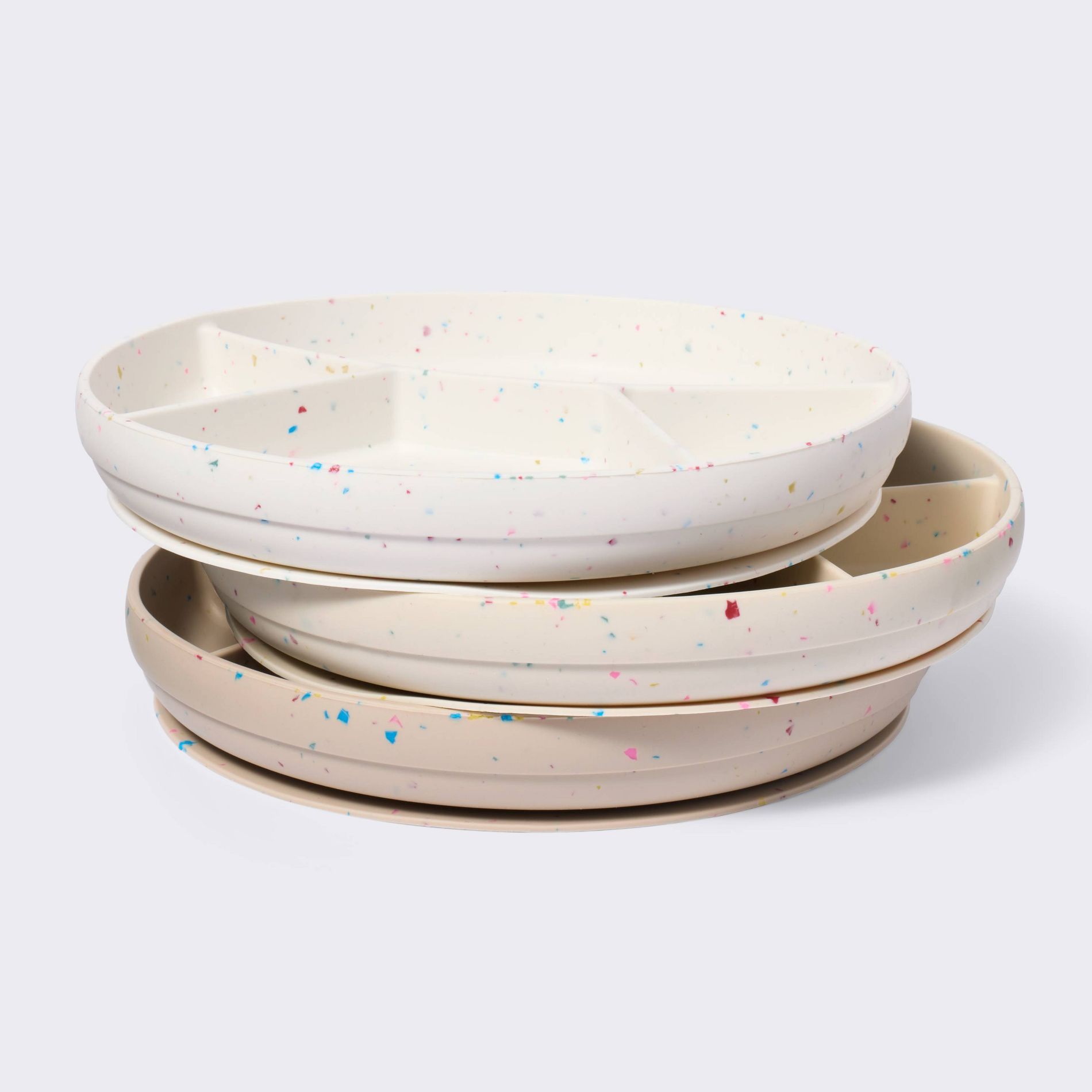 Silicone Suction Divided Plates - 3pk - Confetti - Cloud Island™: Round, Solid Pattern, BPA-Free, Service For 3