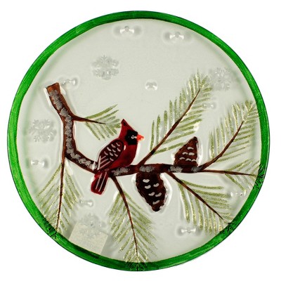 Tabletop 12.0" Winter Cardinal Platter Red Bird Snowflakes Pine Cones Gold Crest Distributing  -  Serving Platters