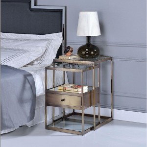 Royal Hampton Nesting Tables Set, Clear Glass &  Brass, 2 Piece Pack - 1 of 4