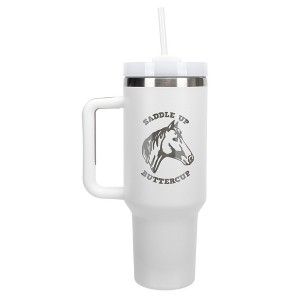 100 North Saddle Up Buttercup Horse Born Country Wrap-Around 40 Oz. Stainless Steel Water Bottle Coffee Mug, Spill & Leak Resistant, Travel Tumbler - 1 of 4