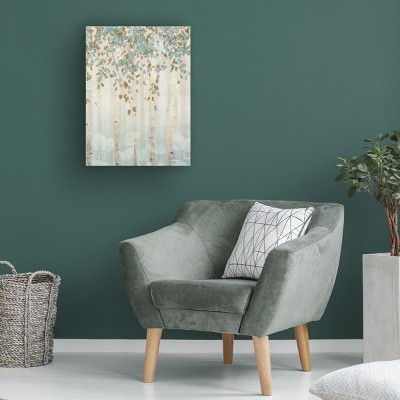Dream Forest II Birch Trees Canvas Art in Blue and Beige