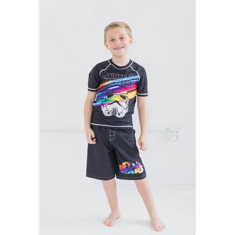 Star Wars Stormtrooper Darth Vader Rash Guard and Swim Trunks Outfit Set Little Kid to Big Kid, 2 of 10
