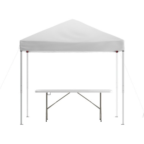 Flash Furniture 8'x8' Pop Up Event Canopy Tent with Carry Bag and 6-Foot Bi-Fold Folding Table with Carrying Handle - Tailgate Tent Set - image 1 of 4