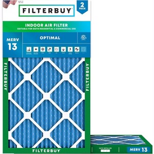Filterbuy 20x34x1 Air Filter (2-Pack), Pleated MERV 13 Health Defense Replacement HVAC AC Furnace Filters (Actual Size: 19.50 x 33.50 x 0.75) - 1 of 4