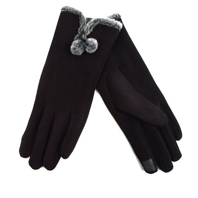 Women's Stylish Touch Screen Gloves with Fur Trim & Fleece Lining