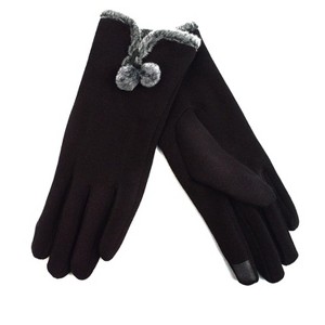 Women's Stylish Touch Screen Gloves with Fur Trim & Fleece Lining - 1 of 3