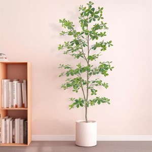 Fake Schefflera Tree, 7FT Fake Tree, Outdoor Fake Potted Silk Plant, Artificial Plants Indoor, Tall Fake Plants Indoor Artificial Trees - 1 of 4