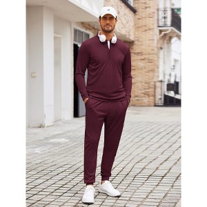 COOFANDY Men's Tracksuit 2 Piece Quarter Zip Polo Athletic Sweatsuits Casual Running Jogging Sport Suit Sets - 1 of 4