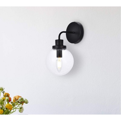 Hanson Black and Clear Glass 1-Light Wall Sconce