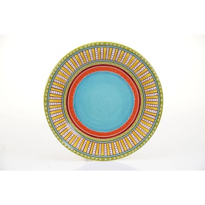 Valencia Festive Hand-Painted Ceramic Dinner Plates - 12.5"