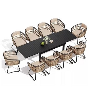 Crestlive Products Modern Aluminum Outdoor Dining sets Expandable Patio Dining Table with arm chairs for 4-10 People Outside - 1 of 4