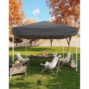 10x10 Heavy Duty Pop Up Canopy Tent Easy One-Person Setup with 3 Adjustable Heights, Perfect for Camping, Parties & Outdoor Events - 1 of 4