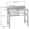 Commercial Stainless Steel Freestanding Utility Sink, Heavy-Duty Multi-Purpose Sink for Garage, Laundry Room, Restaurants and Bars, Easy-to-Clean - 3 of 4