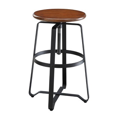 Carolina Living Smythson Adjustable Counter Height Barstool Chestnut/Black: Solid Mango Wood, No Assembly Required