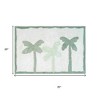 HomeRoots 32" Green And White Cotton Palm Trees Bath Rug - 3 of 4