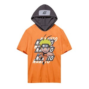 Naruto Cosplay Youth Boys Orange Hooded T-Shirt - 1 of 1