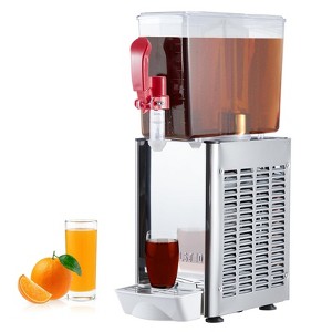 Commercial Juice Dispenser, Cold Beverage Dispenser – 1 Tank 10L (2.64Gallon) 280W Stainless Steel with Adjustable Thermostat - 1 of 4