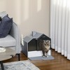 PawHut Hooded Cat Litter Box with Kitty Litter Mat, Easy-Clean Pull-Out Drawer, Dog Proof, House Shape Hooded Pan, Scoop, Gray - 2 of 4