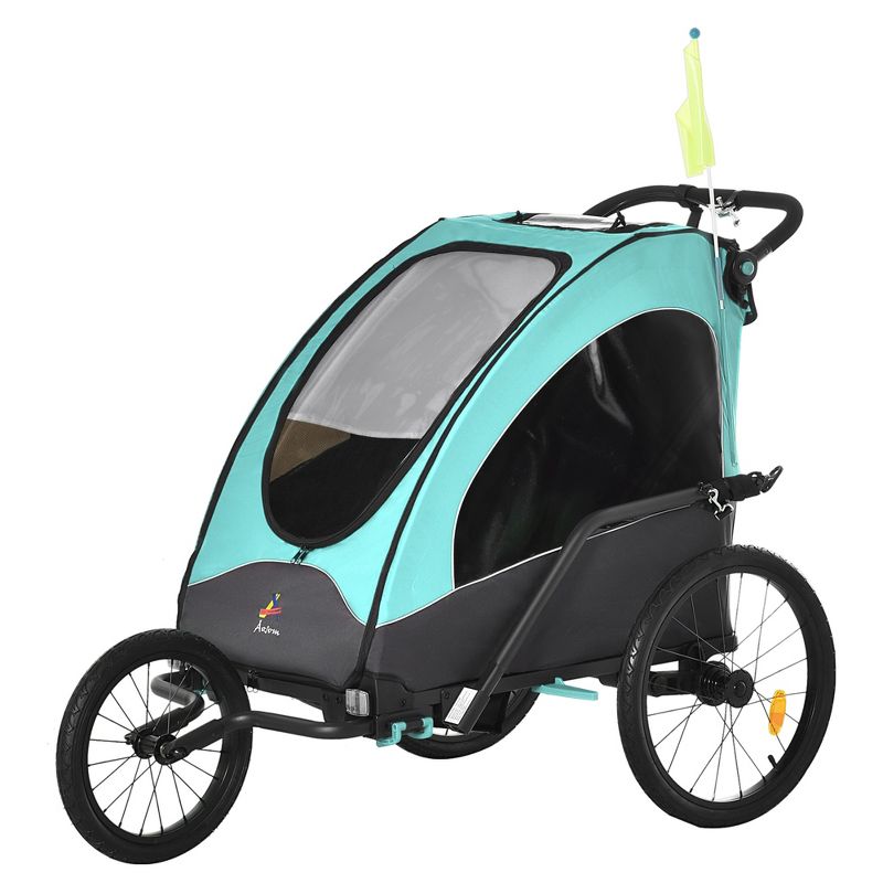 Aosom Bike Trailer for Kids 3 In1 Foldable Child Jogger Stroller Baby Stroller Transport Carrier Rubber Tires Kid Bicycle Trailer, 1 of 11