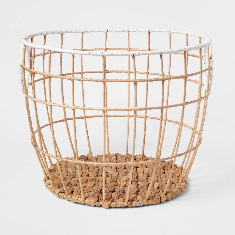 Kids' Woven Basket Natural with White Rim - Pillowfort™, 1 of 8