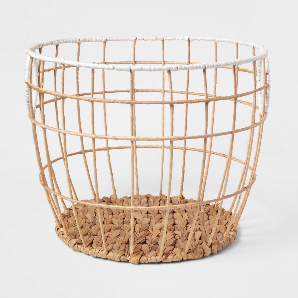 Photos - Other interior and decor Large Kids' Woven Basket Natural with White Rim - Pillowfort™