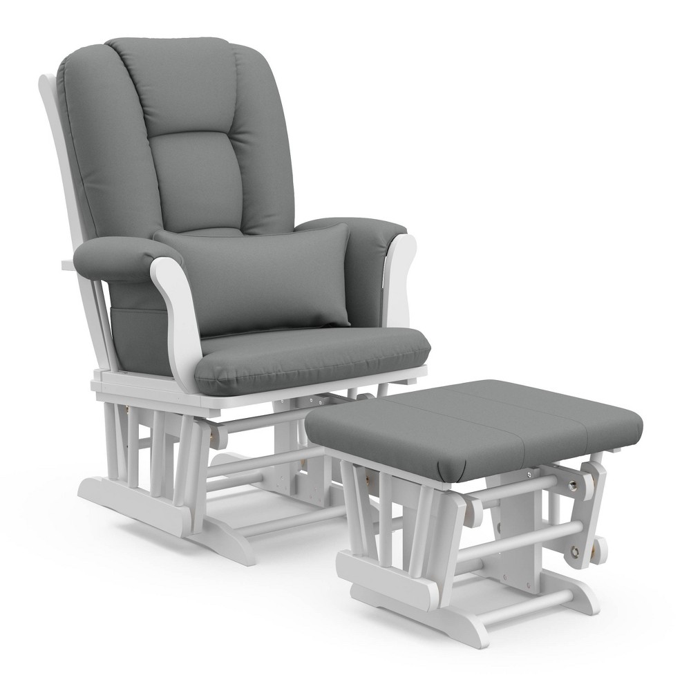 Photos - Rocking Chair Storkcraft Tuscany White Glider and Ottoman - Gray