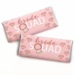 Big Dot of Happiness Bride Squad - Candy Bar Wrapper Rose Gold Bridal Shower or Bachelorette Party Favors - Set of 24