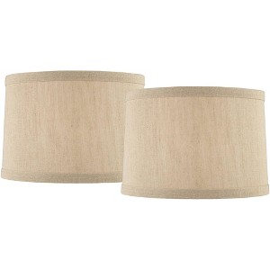 Springcrest Set of 2 Drum Lamp Shades Taupe Medium 15" Top x 16" Bottom x 11" High Spider with Replacement Harp and Finial Fitting - 1 of 4