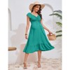 Coolmee Women Summer Maternity Maxi Dress Sweetheart Neck Short Sleeve Smocked Boho Drawstring Long Dress Photoshoot Baby Shower - 4 of 4